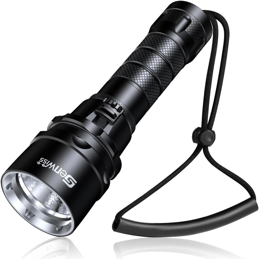 Scuba Diving Flashlight Dive Torch 2000 Lumen Waterproof Underwater XM-L2 LED Submarine Lights Holder with Charger for Under Water Deep Sea Cave at Night (GN-T41)