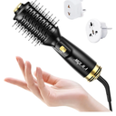 Dual Voltage(100~250V) Mini Hair Dryer Brush with European Plug Adapter for International Travel, Europe Travel Essentials for Women