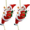 Electric Santa Climbing Rope Decoration - 2PCS Funny Musical Christmas Tree Ornament, Hanging Doll Toy for Party Home Door