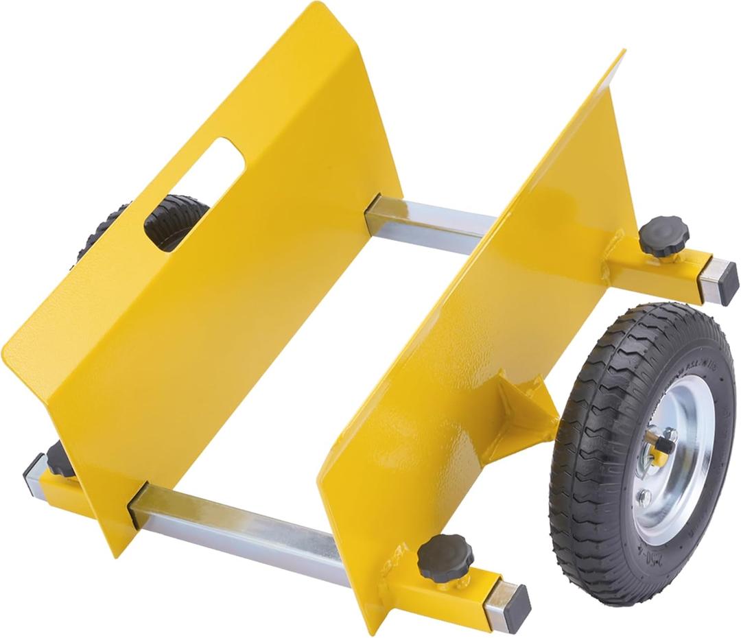 AIWFL Panel Dolly Heavy Duty Door Cart 660LBS Capacity Adjustable Drywall Mover with 8" Pneumatic Wheels Panel Cart for Drywall Sheet Material Handling All Terrain Moving Slab Dolly (Yellow)