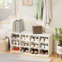 Aenuert 12-Cubby Shoe Rack, 3-Tier Wood Shoe Organizer, Multifunctional Shoe Organizer Bench for Entryway, Mudroom, Hallway, Closet,36.22 * 11.81 * 17.72 Inch,White, 12-cube 3-tier