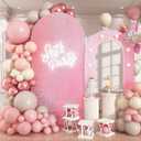 Jobkoo Pink Arch Backdrop Stand, 6.2FT+5.5FT Wedding Backdrop Arch Stand Frame with Lights, 2 Set Round Top Arch Photo Booth Background for Girls Princess Birthday Baby Shower Valentines Party Decor