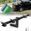 Dual Trash Can Hauler Hitch - Enhanced Thickness, Adjustable Heavy-Duty Steel Garbage Can Towing Rack with Lock Structure, Compatible with 2" Receivers for Pickup Trucks/ATVs/SUVs/Lawn Tractors