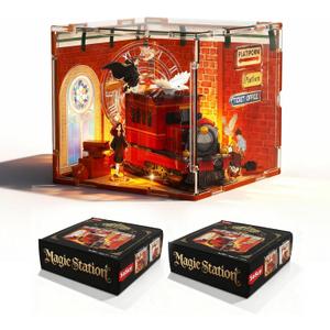 Sosuy Magic Train Station Book Nook Kit: Acrylic Train 3D Puzzle Model with Lights, Magical Platform Scene Wizard, Xmas Gifts Toy for Boys Girls Kids Teens Adults, Desk Room Decor Home Decoration 8+