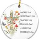 2 x Christian Floral Cross Ornament  Cross Christian Christmas Ornament, Women of The Bible Quote, Sarah Rebekah Ruth Hannah Esther Mary, Faith Scripture Christmas Tree Decoration