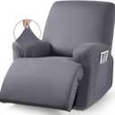 TAOCOCO Stretch Recliner Chair Covers 3-Piece Recliner Covers for Recliner Chair, Softness Polyester Fabric Reclining Chair Cover Furniture Protector - Fits Most Recliner Sizes (Light Gray)