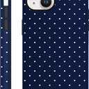Polka Dot Phone Case for iPhone 13 / iPhone 14 Cute Trendy Pattern Case 6.1", Aesthetic Stylish Print Design Matte Cover Hard PC Shockproof Soft TPU Protection Girls Women Funda, Navy Blue