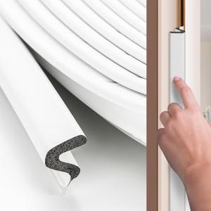Weather Stripping Door Seal Strip 26FT Door Soundproofing V-Shape Sound Proof Door Sealers for Door Frame, Door Insulation Strip for Large GapWhite
