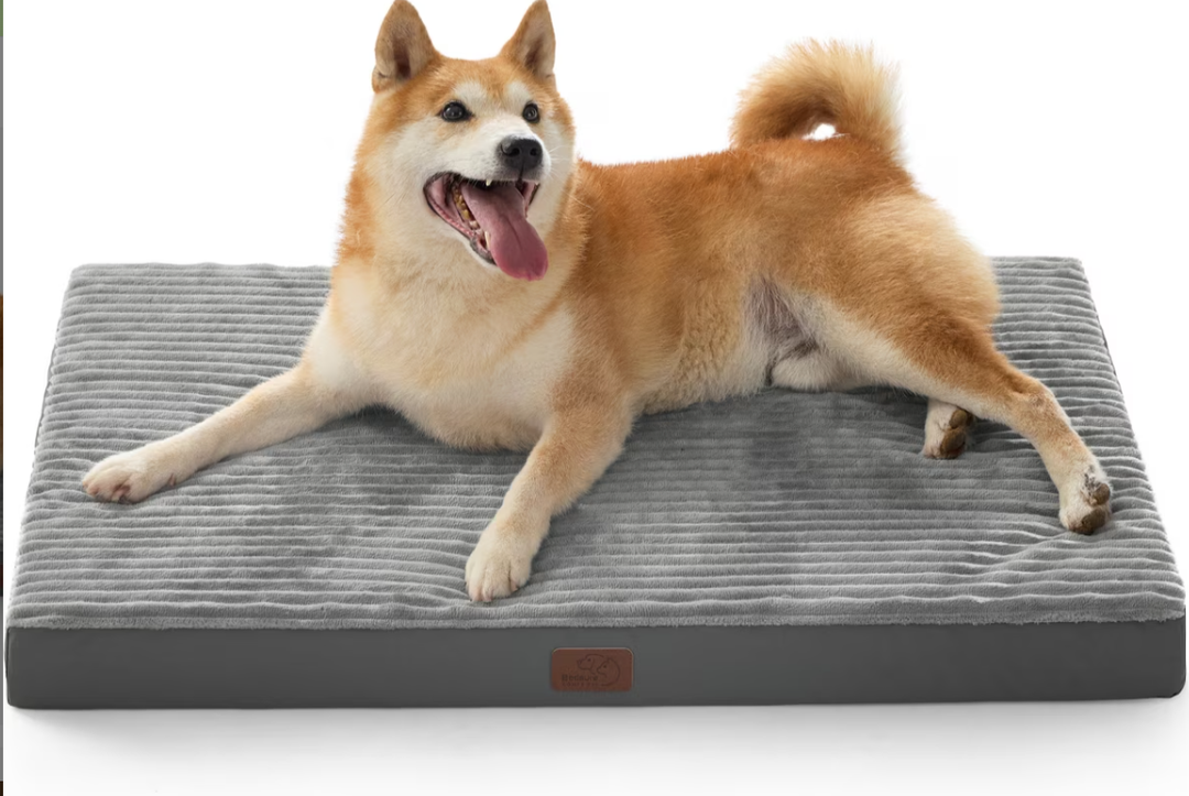 Bedsure Orthopedic Dog Crate Bed Mat with Removable Machine Washable Cover, Dark Grey, Large