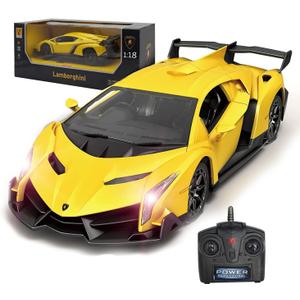 Remote Control Car RC Cars Racing Car 1:18 Licensed Toy RC Car Compatible with Lamborghini Model Vehicle for Boys 6,7,8 Years Old, Yellow