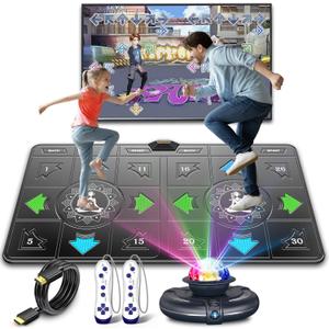 FWFX Wireless Dance Mat for Kids & Adults, Interactive TV Game System with Fitness Dance Pad, Plug & Play Indoor Sports Games for Family Fun (Gray)