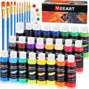 24 Colors Acrylic Paint Set, 2oz Bottles Classic Color, Rich Pigmented Canvas Paint Set, Premium Non-toxic Acrylic Paint for Artists, Kids & Adults, Art Supplies for Canvas Painting Rocks Wood Ceramic Model with 10 Brushes & Palette