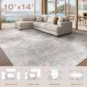 Washable Rug 10x14 Area Rugs for Living Room: Modern Abstract Neutral Soft Carpet for Bedroom Dining Room Under Kitchen Table Home Office Decor - Brown Grey