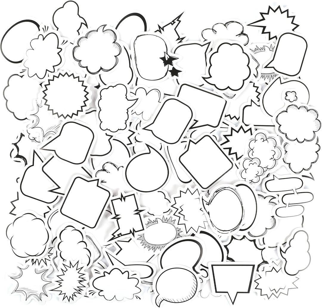 90 Pcs Thought Cloud Sticker Notes Talking Bubble Shaped Sticky Notes Dialog Box Paper Stickers Blank Sticker Labels Assorted Shape Paper Stickers Self-Stick Memo Pads Set for Diary, Planner, Album