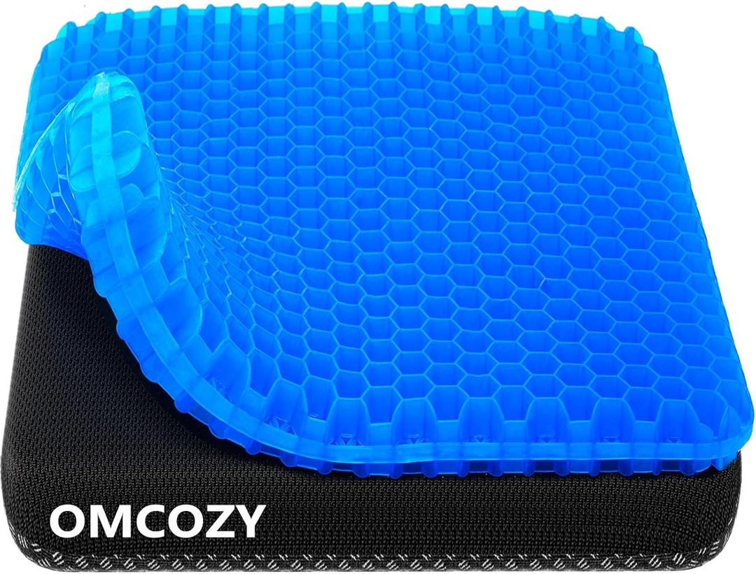 Gel Seat Cushion, Cooling seat Cushion (Super Large & Thick), Breathable Honeycomb Design Absorbs Pressure Points Seat Cushion, Gel Cushion for Office Chair, Home Car seat Cushion for Wheelchair (Blue)