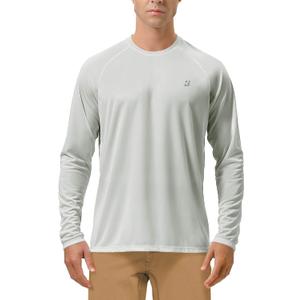 Roadbox Mens UPF 50+ UV Sun Protection Shirts Outdoor Long Sleeve SPF Rash Guard for Fishing Hiking Swimming Running, Small