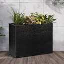 BAYN 32x12x24 Inch Rectangular Metal Planter Box – Black Hand-Hammered Metal Planter with Pre-Drill Holes, Heavy Duty Outdoor Garden Planter for Patio, Porch, Yard