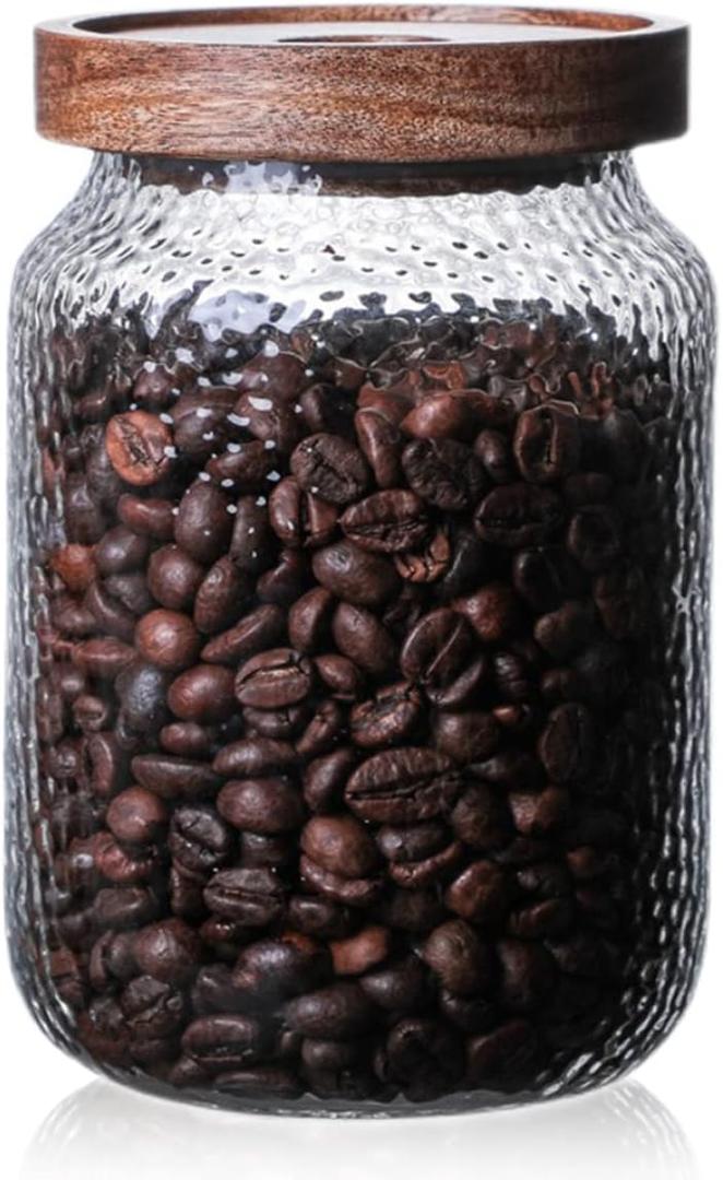 Glass Storage Jar, Food Storage Container with Airtight Bamboo Wooden Lid, Kitchen Canisters For Tea,Coffee Bean, Sugar, Candy, Cookie, Spice (1500ml, 51 Ounce)