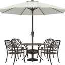ABCCANOPY 9FT Outdoor Patio Umbrella, 8 Ribs Table Umbrella w/Crank for Easy Set Up, Suitable for Garden, Lawn, Deck & Backyard (Light Beige)