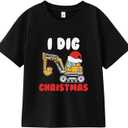 Christmas Shirts for Toddler Boys Girls Kids 2-8 Years, Santa Reindeer Snowman Dinos Truck Short Sleeve Tee 2-3T