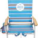 Tommy Bahama 4-Position Extended seat Height Easy in-Easy Out Folding Backpack Beach Chair, 35.43"x24.69" x 25.20"