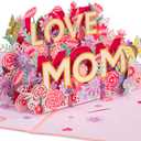 Paper Love 3D Mothers Day Pop Up Card, Love Mom, For Mom, Wife - 5" x 7" Cover - Includes Envelope and Note Tag