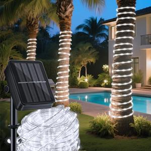 Solar Rope Lights 39FT 100LEDs, IP65 Waterproof Outdoor String Light, Palm Tree Lights for Party Garden Yard Pathway Patio Wedding Christmas Halloween Holiday Decoration (Cool White)