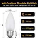 40 Watt Incandescent Light Bulbs, Medium E26 Candelabra Base Equivalent Incandescent Torpedo Tip Chandelier with Crystal，Frosted Flame Tip Chandelier Light Bulb.