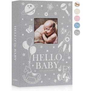 Lanpn Baby Photo Album 4x6 300 Pockets, Linen Newborn Bebe Ultrasound Photo Album with Memo Writing Area, Cover Photo Book, Picture Album for kids, Baby Boy Memory Book Keepsake Grey