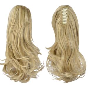 Sofeiyan 13" Ponytail Extension Long Curly Ponytail Clip in Claw Hair Extension Natural Looking Synthetic Hairpiece for Women, Light Blonde mix Bleach Blonde Evenly