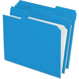 Pendaflex Color File Folders with Interior Grid, Letter Size, Blue, 1/3 Cut, 100/BX (R152 1/3 BLU)