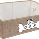 Collapsible Fabric Dog Toy Box and Storage Bin With Handle - Trapezoid Basket Chest Organizer for Pet Toys, Blankets and Accessories,Yellow