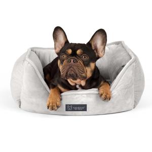 NANDOG Luxury Reversible Dog Bed, Signature Collection Ultra Soft Micro Plush Pet Bed for Small Dogs, Washable & Modern Style Light Grey, 22" L x 18" W