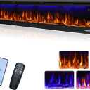 74" WiFi-Enabled Electric Fireplace Insert, APP Smart Control, Wall Mounted&Recessed Linear Fireplace Heater with Thermostat, Flame&Top Lights, Log&Crystal, Timer