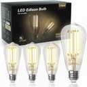 TJOY Edison Light Bulbs 60W Equivalent, Dimmable Vintage LED Light Bulbs, E26 Medium Base, Warm White 2700K, ST58, 8W, 800LM, 80+ CRI, Antique Decorative LED Filament, Clear Glass, 4 Pack