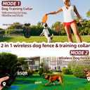 2-in-1 Wireless Dog Fence & Remote Training Collar System, Electric Containment System with Adjustable Boundary, Beep/Vibration/Static Modes, Rechargeable Waterproof Dog Collar