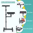 Facilife 2 Shelves Projector Stand Tripod, Height Adjustable Max 64", Mobile Laptop Cart on Wheels Projector Tripod Stand, Overbed Table with Wheels, Rolling Laptop Floor Stand for Couch