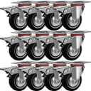 12 Pack 3" Swivel Caster Wheels with Double Brake Non Skid No Mark With Brake