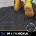 2 x PLEASOR Front Door Mat, Absorbent Dirt Trapper Welcome Door mat Indoor, Non Slip Machine Washable Entryway Rug, Low Profile Doormat, Dog Door Mat for Muddy Paws and Shoes, 20x32, Grey (2'8" x 1'8" (Rectangular))