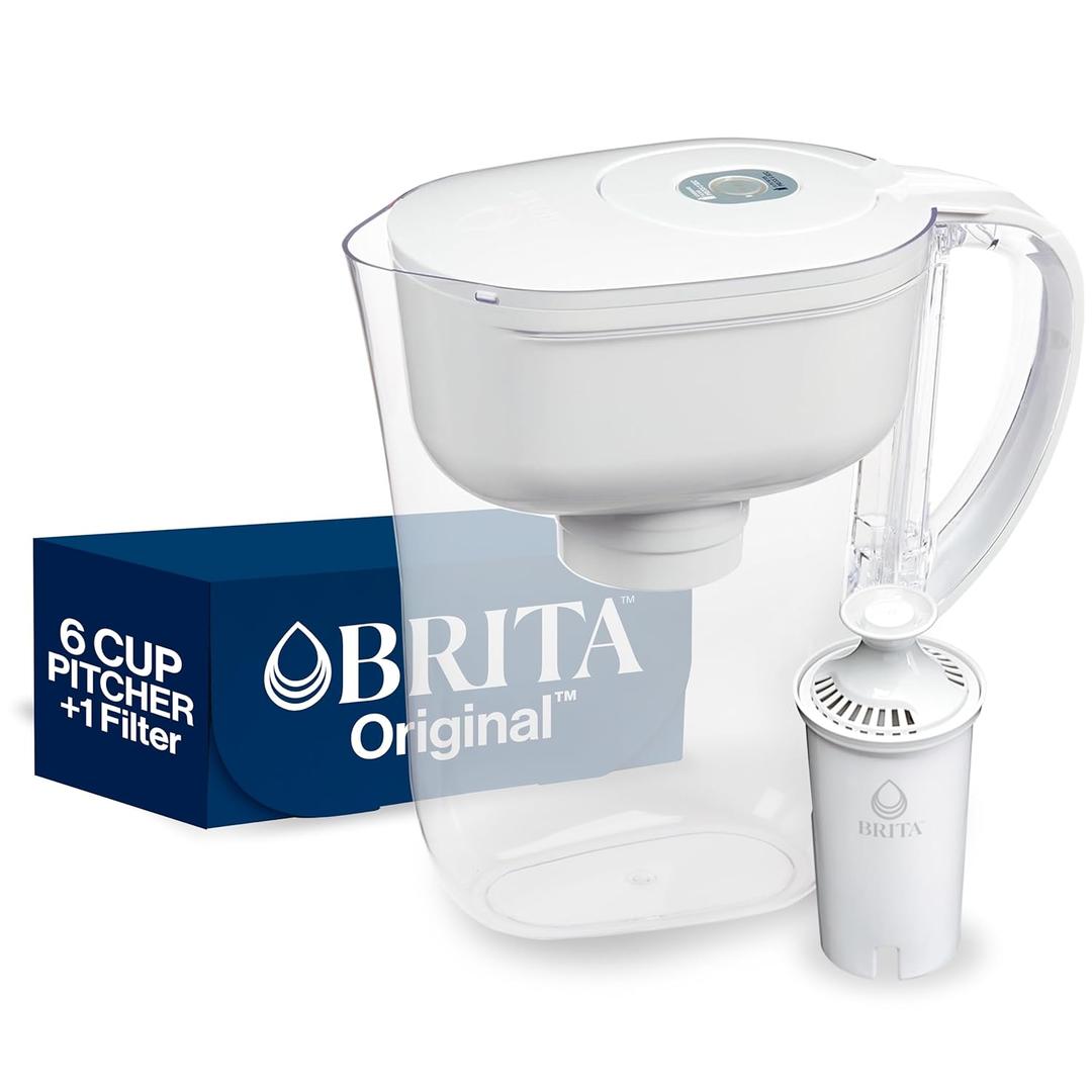 Brita Metro Water Filter Pitcher with SmartLight Change Indicator, BPA-Free, Replaces 1,800 Plastic Water Bottles a Year, Lasts Two Months, Small - 6-Cup Capacity, White