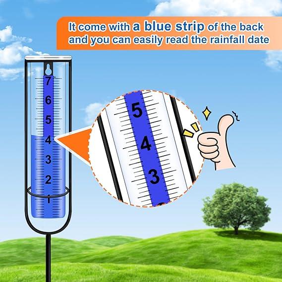 Adofect Rain Gauge - Freeze-Proof Rain Gauge Outdoor with Stake, Upgrade Large Numbers, and Adjustable Height - Detachable Rain Measuring Tool (1 Pack RAIN Gauge)