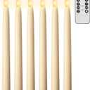 10.5" Flameless Taper Candles, 6 Pack Battery Operated Plastic LED Candlesticks with Remote, 3D Flickering Flame for Wedding, Christmas Decor, Ivory (Rechargeable Batteries Not Compatible)