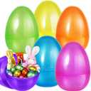 SpringFlower 12 PCS Jumbo Easter Eggs, 10" Large Plastic Easter Eggs for Easter Egg Hunt, Empty Easter Eggs for Filling Treats, Basket Stuffers Fillers, Easter Theme Party Favor