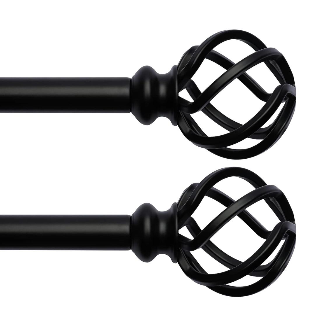 AlinaArt 2 Pack Decorative Window Curtain Rod with Brackets- Hollow Design 3/4'' Inch Pole, 48 to 84 Inch Adjustable Side Curtain Rod Antique 