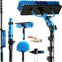 20FT Solar Panel Cleaning Brush and Pole with Patented Adapter and Hose Bracket, Water Fed Pole Cleaning System with Brush, Cobweb Duster and Squeegee for Window, Roof, Solar Pannel, RV
