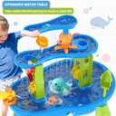 YAZ&OUZ Water Table for Toddlers 1-3, 3-Tier Kids Water Table, Water Tables for Toddlers 3-5 Features Swimming Crabs & Dolphins, Rain Showers Splash Pond, Activity Sensory Play Table for Boys Girls, 59.5x39x72.8cm
