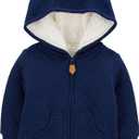 Simple Joys by Carter's Baby Hooded Sweater Jacket with Sherpa For 12 Month Old (Navy)