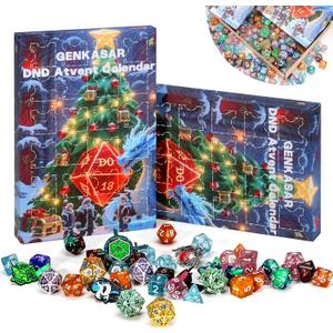 DND Dice Advent Calendar 2025, 24 Days Christmas Countdown Gift with Dice Set for Gamers Role Players, D&D Dice Advent Calendar Set, Suitable for RPG for MTG, Role Playing Table Game Lover