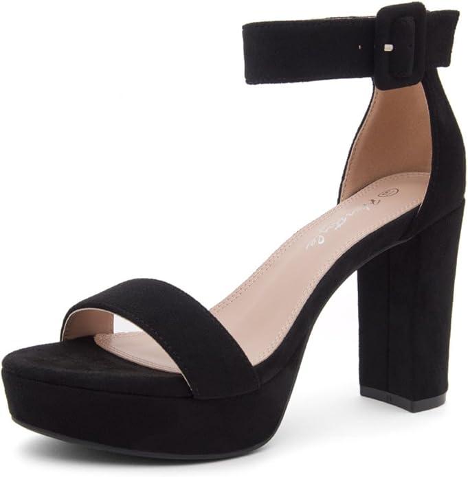 Herstyle Women’s Chunky Platform Heels – 4 Inch Block Heeled Sandals, Open Toe Dressy Strappy Heels with Ankle Strap for Wedding, Prom, Party & Graduation S7.25