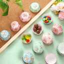 Sunnyray 600 Count Floral Mini Cupcake Liners for Baking Watercolor Flower Small Cupcake Liners Wrappers Tea Party Baking Paper for Shower Wedding Bridal Showers Birthday Party Decoration